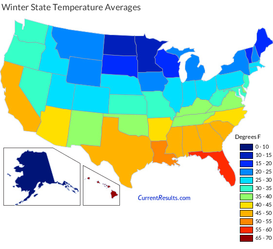 Winter Temperature Averages For Each Usa State Current Results